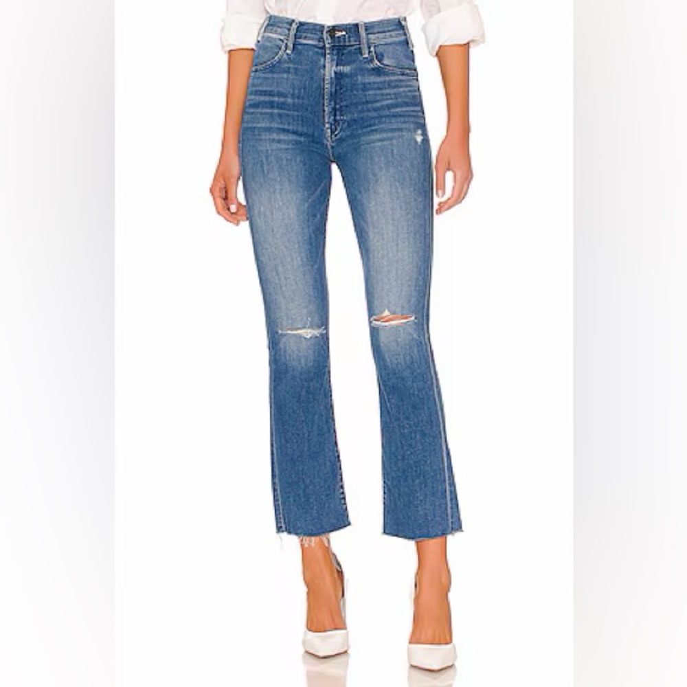 MOTHER Hustler Ankle Fray Flared High Waist Jeans 30